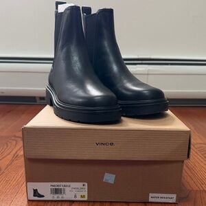 Vince Women's Black Leather Ankle Boots-Brand New!